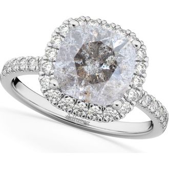 Allurez Cushion Cut Salt & Pepper Diamond Engagement Ring 14k in 2.55Ct/white Gold at Nordstrom, Size 6.5