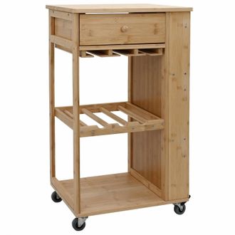 vidaXL Carrito De Cocina Con Ruedas Natural 47,5 X 36 X 83 Cm Bamb&uacute; Vidaxl