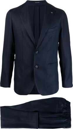 Tagliatore logo-appliqué single-breasted suit - men - Modal/Viscose/Linen/Flax/Cotton - 46 - Blue
