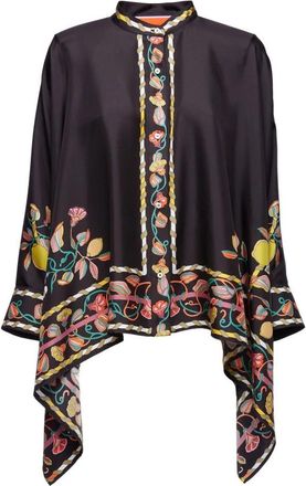 La DoubleJ Zijden Sjaal Shirt - Dames - Overhemden - Zwart - S - Overhemden