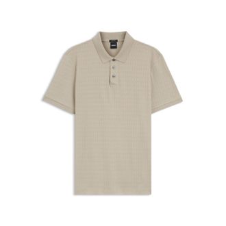 BOSS Geometric-jacquard polo shirt in cotton