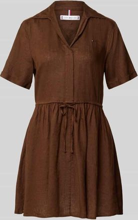 Tommy Hilfiger Ausgestelltes Freizeitkleid aus reinem Leinen in Mittelbraun, Gr&ouml;&szlig;e XL