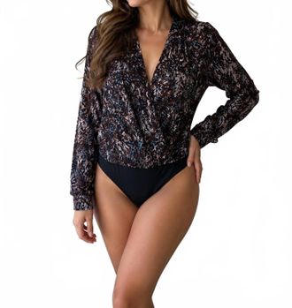 Astr Sequence Print Bodysuit In Black