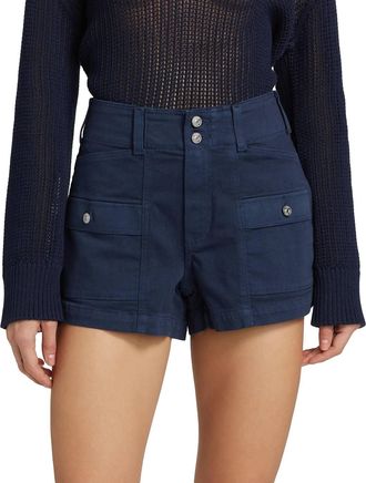 Paige Olivia Cargo Cutoff Shorts In Vintage Navy Escape