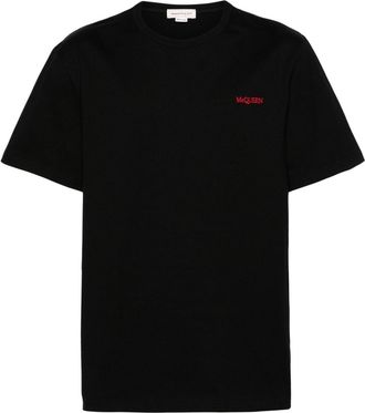 Alexander McQueen logo-embroidered cotton T-shirt - men - Cotton/Viscose/Polyester - M - Black