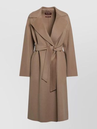 Max Mara long wrap jacket belted waist lapels pockets