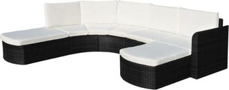 vidaXL Set De Muebles De Jard&iacute;n 4 Pzas Y Cojines Rat&aacute;n Sint&eacute;tico Negro Vidaxl