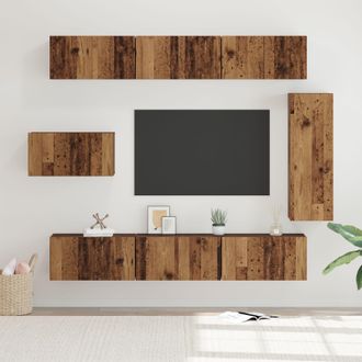 Berkfield Home TV Cabinet Set 8 pcs Old wood 30.5 x 30 x 90 cm Engineered wood in Brown