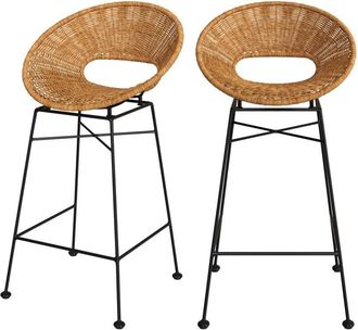 Rendez-Vous D&eacute;co Rendez-vous D&eacute;co - Set de 2 sillas para isla de cocina en resina trenzada natural 65 cm - Rava