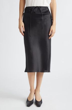 Gia Studios Lanky Vietnamese Silk Drawstring Column Skirt in Black at Nordstrom, Size 6 Us