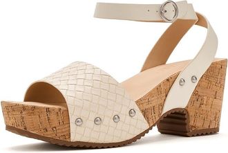 Journee Collection Vanessa Womens Sandals Bone Woven : 7.5 M, Leather