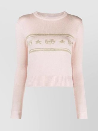 Chiara Ferragni knitwear with embroidered detail and ribbed cuffs