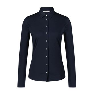Stefan Brandt Klassieke Katoenen Blouse Alma - Dames - Overhemden - Blauw - XL - Katoen - Overhemden