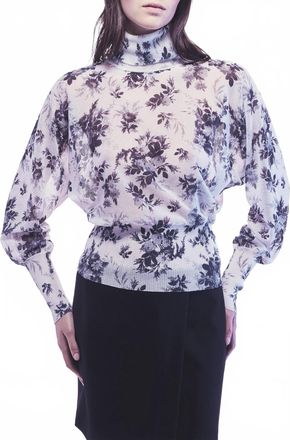 Liviana Conti Lenora Floral Print Sweater In Grey/white