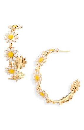 Cara Flower Hoop Earrings in White Multi at Nordstrom Rack