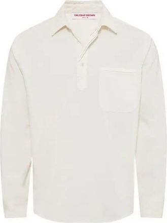 Orlebar Brown Mens Shanklin Corduroy Long Sleeve Shirt In Sea Mist