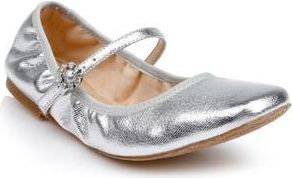 Badgley Mischka Kaya Mary Jane Flat in Silver Metallic at Nordstrom Rack, Size 6.5