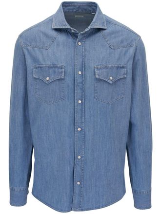 Brunello Cucinelli long-sleeve denim shirt - men - Cotton - L - Blue