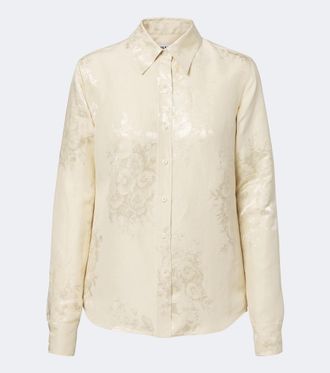 Jil Sander Camicia in misto lino jacquard floreale