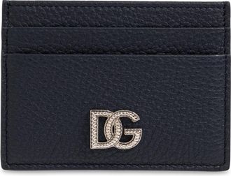 Dolce & Gabbana Calfskin Kaarthouder met Logo - Heren - Portefeuilles - Blauw - ONE Size - Leer - Accessoires