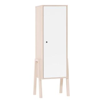 Calicosy Armario con 1 puerta y 3 estantes interiores blanco y beige