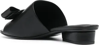Ferragamo Bow-Detailed Leather Mule Sandal - Black