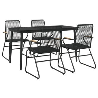 Berkfield Home Beautiful 5 Piece Garden Dining Set Black PVC Rattan