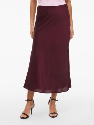Vila Maxirock VILA VIELLETTE HW LONG SKIRT - NOOS, Damen, Gr. 36, lila (fig), Web, Obermaterial: 100% Polyester, unifarben, Basic schmal wadenlang, R&ouml;cke M