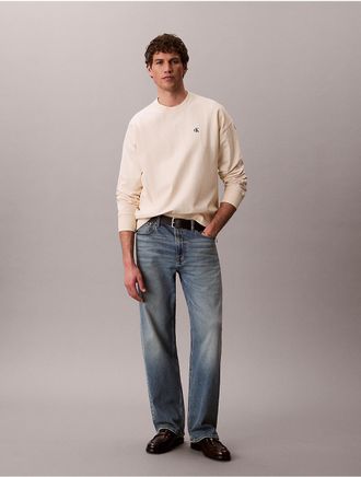Calvin Klein Jeans Calvin Klein Mens Premium Terry Relaxed Sweatshirt - White - XL