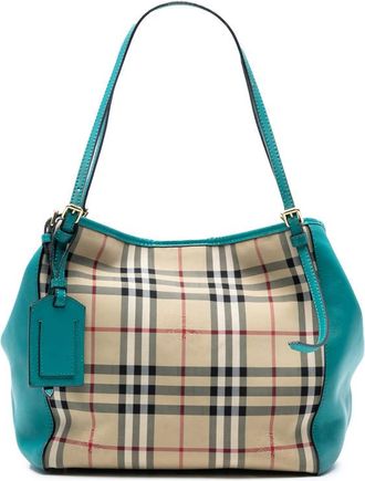 Burberry Pre-owned Burberry Small Haymarket Check Canvas and Leather Canterbury Tote Ladies ITTIVGRO58CAL