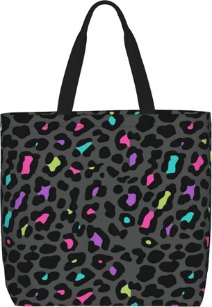 Generic Women Handbag Colored Leopard Print Ladies Shopping Shoulder Bag Reusable Fashion Shopping Bags, For Holiday, Birthday, Christmas, Gym, Swim