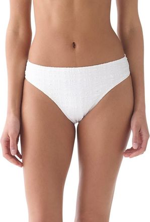 Kate Spade New York Seersucker High Cut Bikini Bottom Swimsuit in White at Nordstrom, Size X-Small