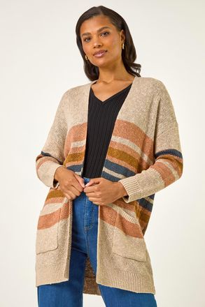 Roman Stripe Knit Longline Cardigan