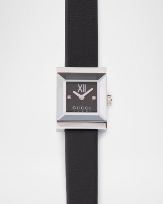 Gucci 14x18mm G-Frame Small Square Watch with Leather Strap