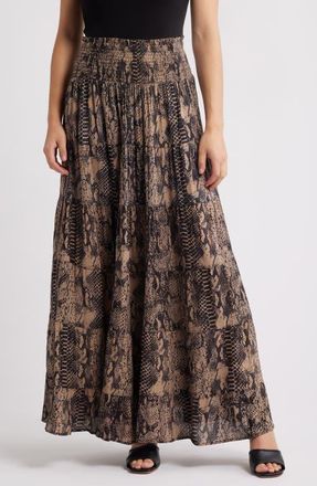 Nikki Lund Torvi Animal Print Maxi Skirt in Taupe at Nordstrom, Size X-Large