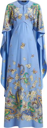 Etro cape gown - women - Silk - 42 - Blue