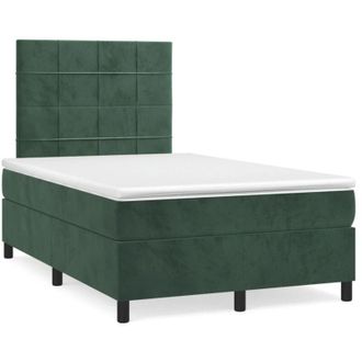 vidaXL Vidaxl - Cama Box Spring Con Colch&oacute;n Terciopelo Verde Oscuro 120x190 Cm