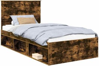 vidaXL Estructura De Cama Con Cabecera Roble Ahumado 100 X 200 Cm Vidaxl