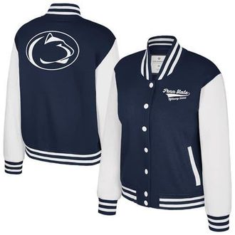 Colosseum Womens Colosseum Navy Penn State Nittany Lions French Baguette Full Snap Fleece Jacket at Nordstrom, Size X-Large