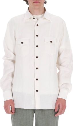Borriello White Nigel Pure Linen Overshirt Jacket