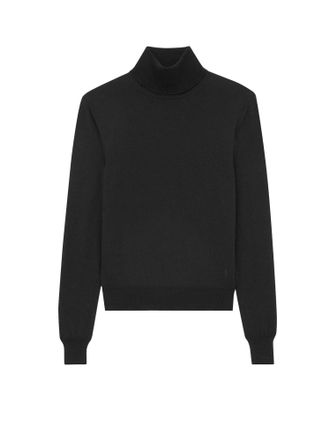 Saint Laurent Sustainable Wool Sweater With Embroidered Monogram-Donna