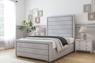 Comfort Beds Anna Naples Bed Frame With Mattress-50 Upholstered in Silver | Size: King