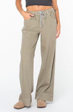 Roxy Finley Wide Leg Drawstring Jeans in Vetiver at Nordstrom, Size X-Small