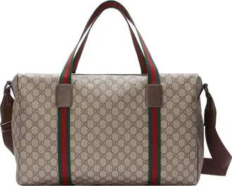 Gucci Medium Duffle Bag With Web Beige Brown 758664-FACK7-9768