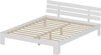 Happy Garden Cama de madera con cabecero 160x200cm blanco FINN