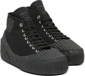 Balmain Riff Low Canvas Sneakers in Black at Nordstrom, Size 40 Eu