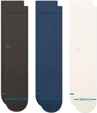 Stance Icon Assorted 3-Pack Crew Socks in Charcoal at Nordstrom, Size Large
