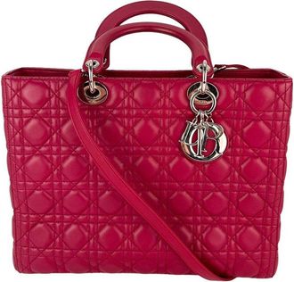 Dior Red Leather Cannage Large Lady Dior Shoulder Bag (Authentic Pre-Loved)