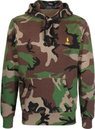 Polo Ralph Lauren camouflage-print drawstring hoodie - men - Cotton/Spandex/Elastane - L - Green