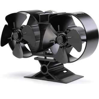 Elle Ventilador De Chimenea De Doble Cabezal Con 8 Aspas - Aluminio - Arranque Autom&aacute;tico - Silencioso - Para Estufas De Le&ntilde;a - 22,5 X 14,5 X 8,5 Cm